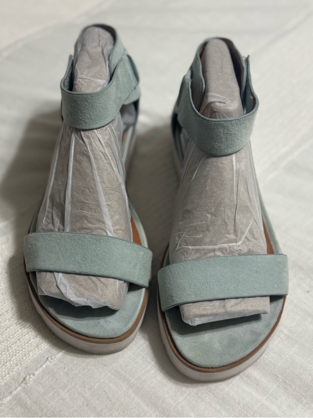 Gentle Soul by Kenneth Cole Lavern Easy Strap Suede Leather Sandal - Light Blue